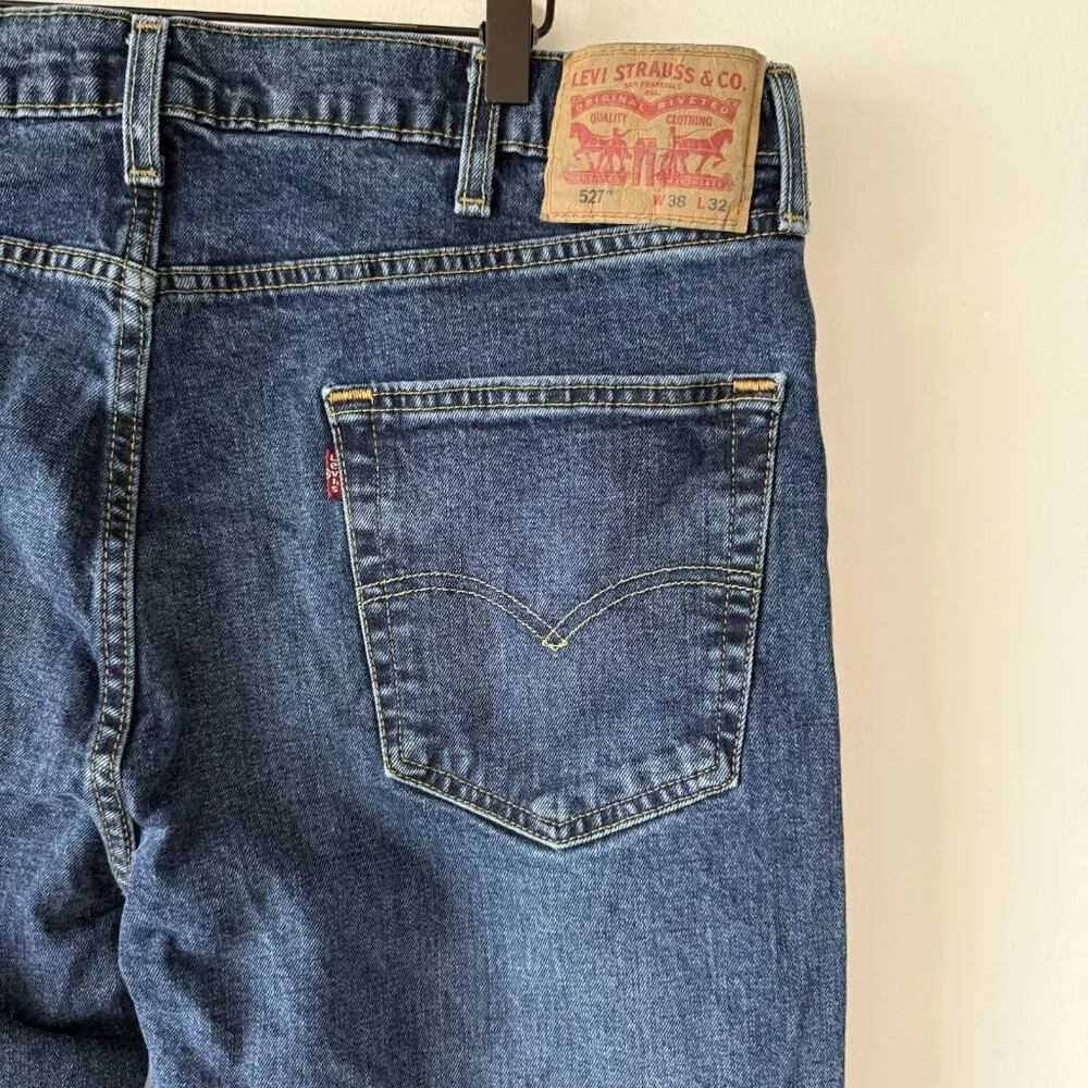 Levi's 527 Mid Rise Bootcut Jeans‎ Size 38x32 Blue Stretch Denim Western Cowboy